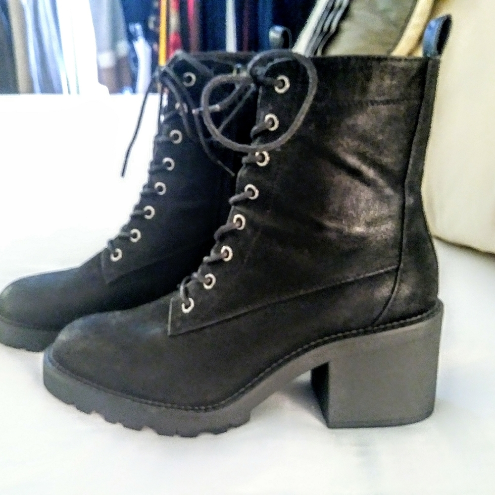 Black Platform Combat Boots